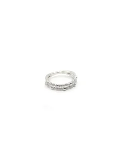 New Anillo dos bandas separadas circonitas y bolitas plata Anillos De Plata|Anillos