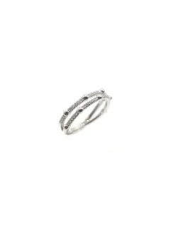 New Anillo dos bandas separadas circonitas y bolitas plata Anillos De Plata|Anillos
