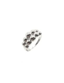 New Anillo dos filas de bolas Plata 925 rodio Anillos De Plata|Anillos