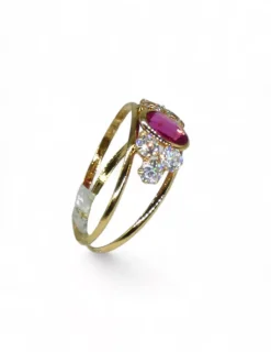 Store Anillo dos líneas con circonitas blancas y central rubí  oro 18k - T.16 Anillos De Oro|Anillos