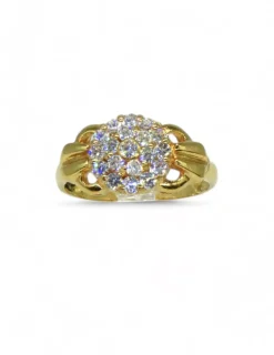 Outlet Anillo flor circonitas oro 18k - T.16 Anillos De Oro|Anillos