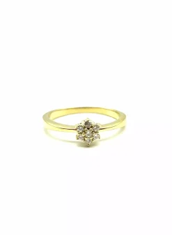 Outlet Anillo flor circonitas oro 18k - T.13 Anillos De Oro|Anillos