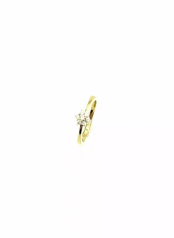 Outlet Anillo flor circonitas oro 18k - T.13 Anillos De Oro|Anillos