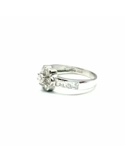 Online Anillo flor circonitas oro blanco 18k - T.13 Anillos De Oro|Anillos