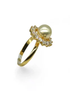 Best Anillo flor perla y circonitas oro 18k - T.15 Anillos De Oro|Anillos