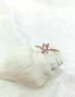Sale Anillo flor rosa oro 18k - T.15 Anillos De Oro Blanco|Anillos De Oro