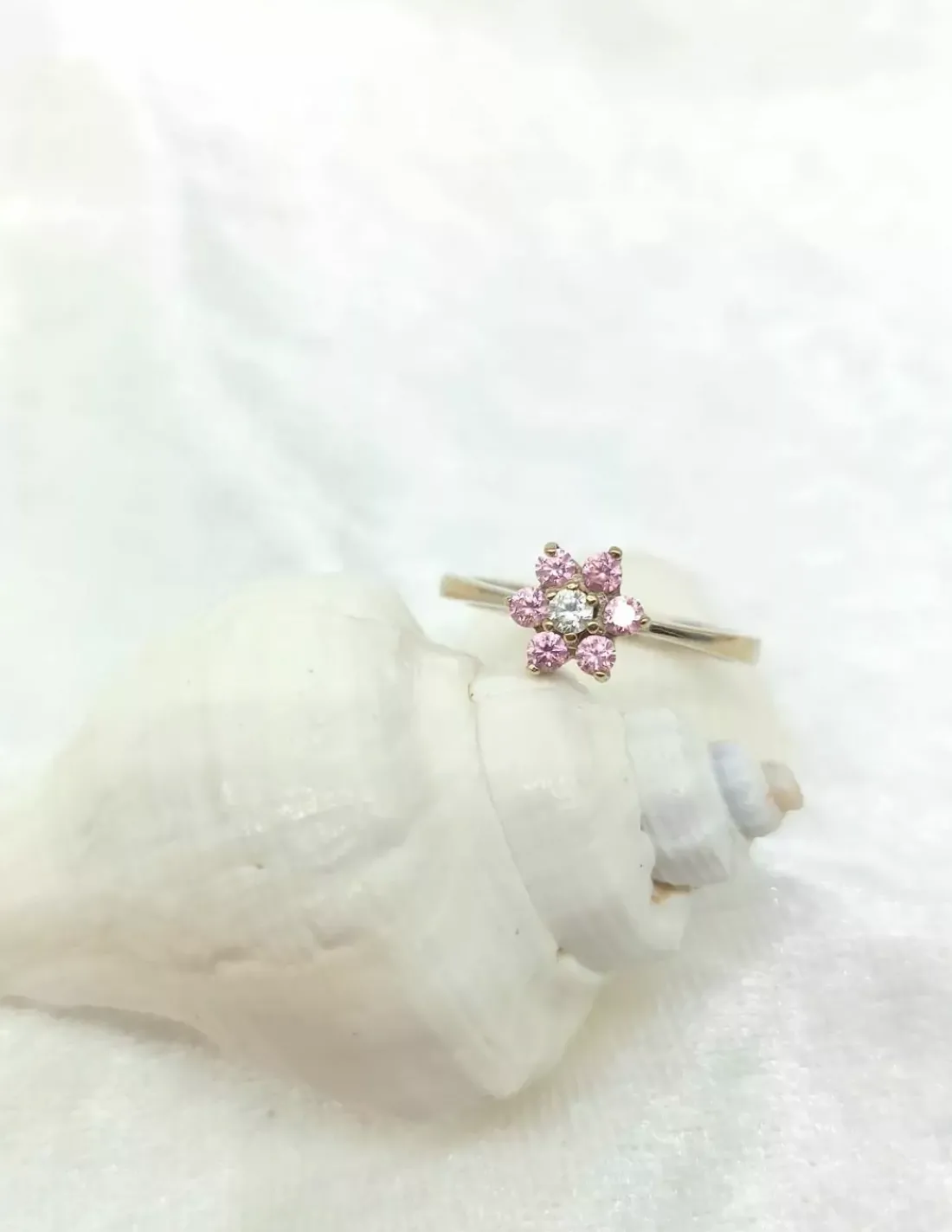 Sale Anillo flor rosa oro 18k - T.15 Anillos De Oro Blanco|Anillos De Oro