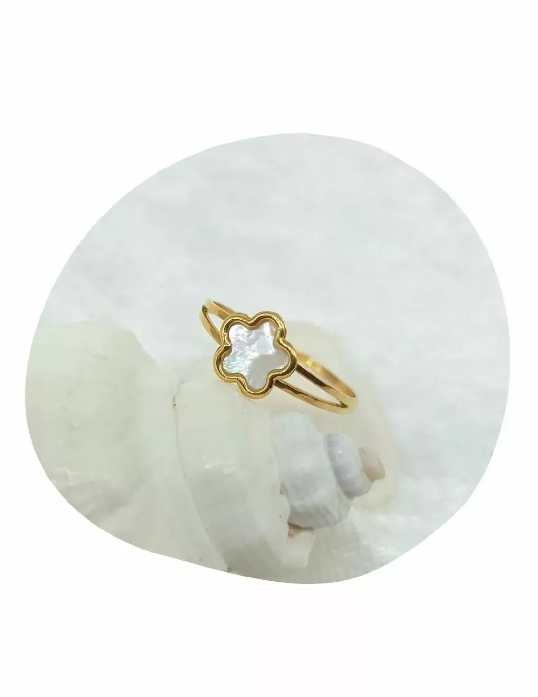 Outlet Anillo forma flor nácar oro 18k - T.14 Anillos De Oro|Anillos