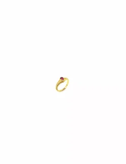 Sale Anillo gallonado con piedra roja oro 18k- T.9 Anillos De Oro|Anillos