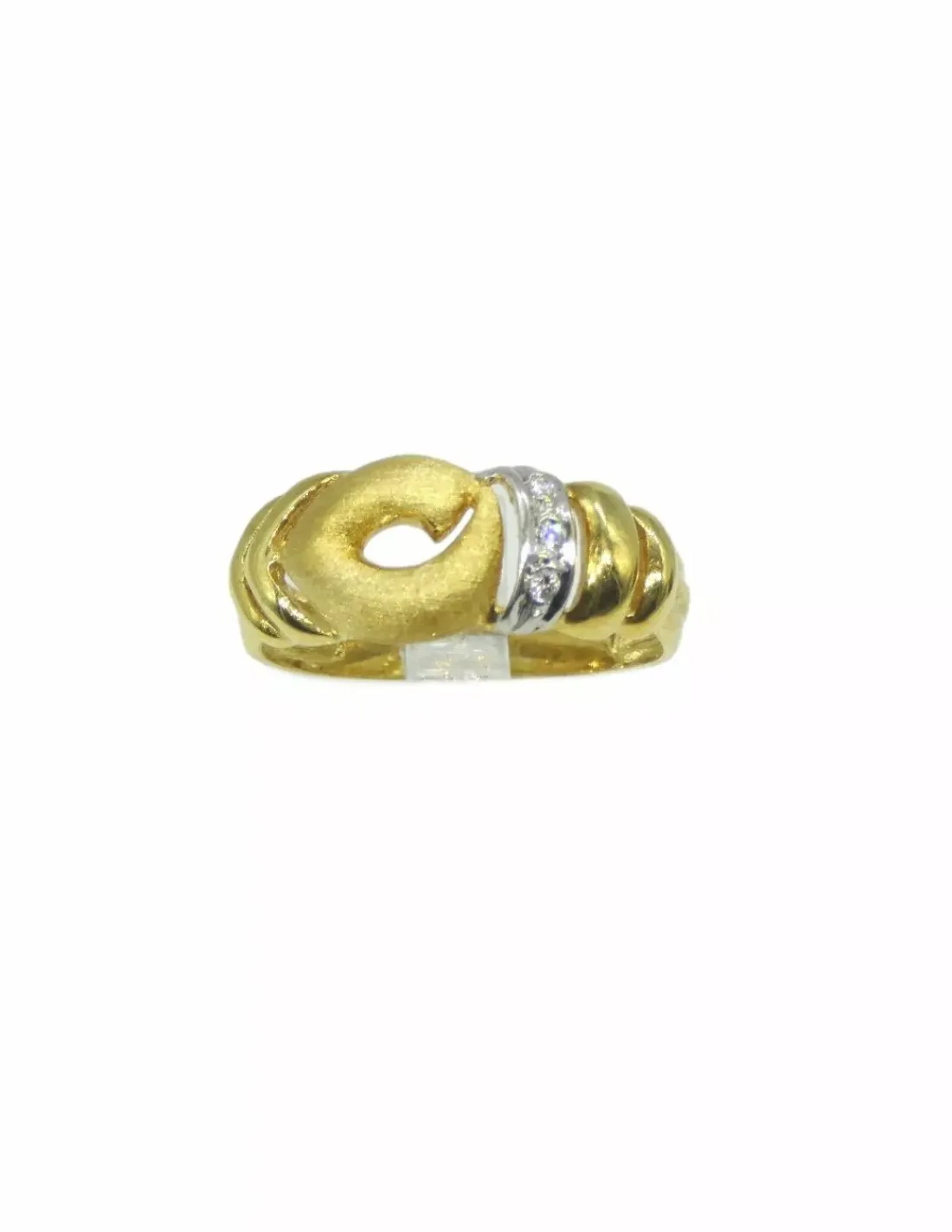 Store Anillo garra bicolor acabados mate circonitas 18k - T.15 Anillos De Oro|Anillos