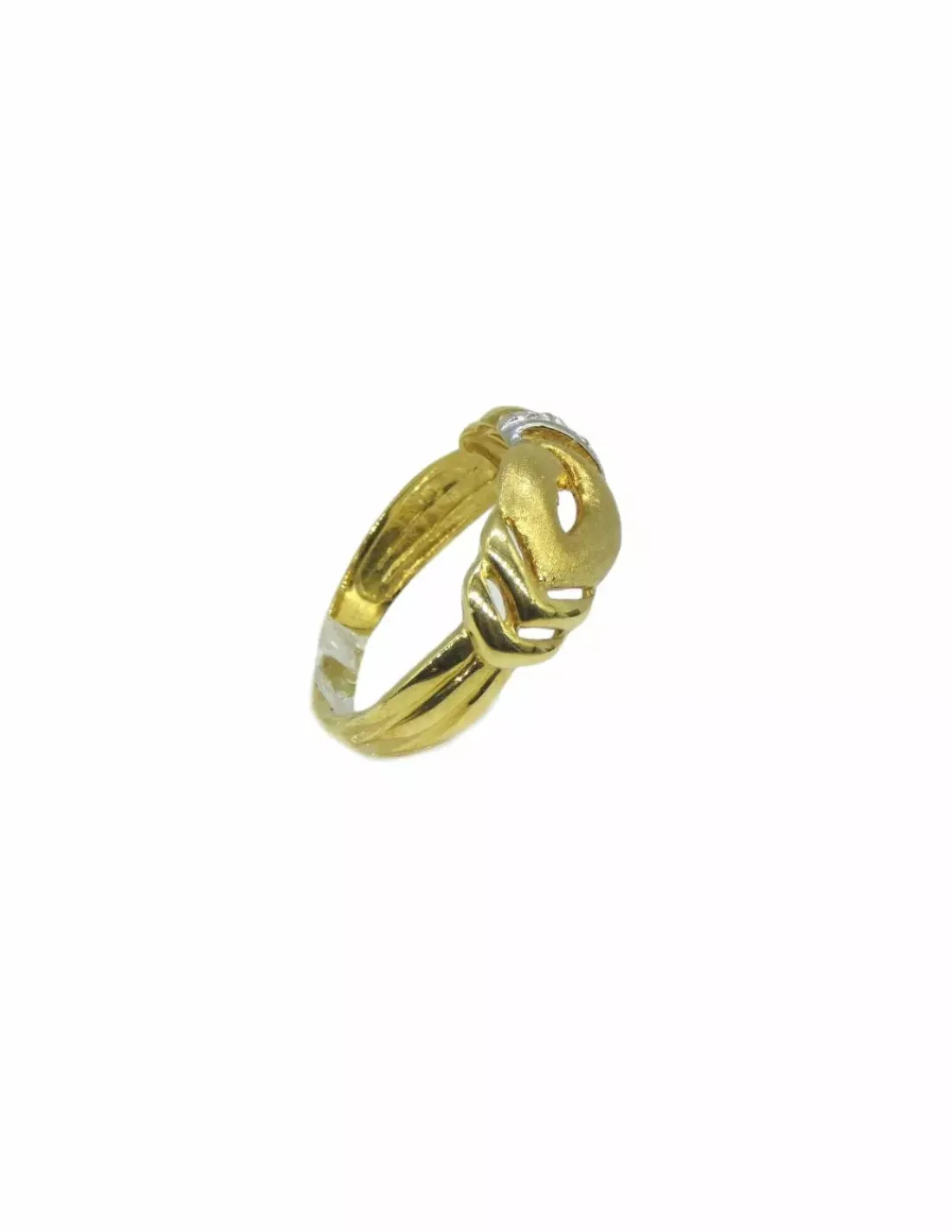 Store Anillo garra bicolor acabados mate circonitas 18k - T.15 Anillos De Oro|Anillos