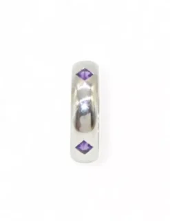 Cheap Anillo media caña oro blanco con circonitas moradas - T.14 Anillos De Oro Blanco|Anillos De Oro
