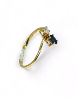 Best Anillo ola con circonita y piedra azul oro 18k - T.15 Anillos De Oro|Anillos