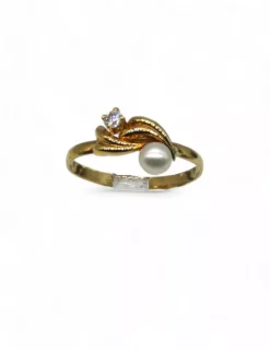 Discount Anillo ondas perla y circonita oro 18k - T.12 Anillos De Oro|Anillos