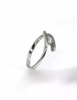 Sale Anillo oro blanco abierto con circonita 18k -T.10 Anillos De Oro Blanco|Anillos De Oro