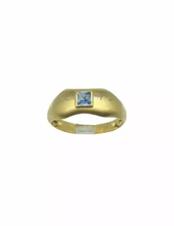 Online Anillo oro brillo y mate piedra aguamarina oro 18k - T.15 Anillos De Oro|Anillos