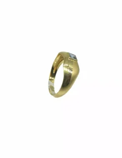 Online Anillo oro brillo y mate piedra aguamarina oro 18k - T.15 Anillos De Oro|Anillos