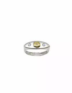 Clearance Anillo oval flor circonitas bicolor 18k -T.16 Anillos De Oro|Anillos