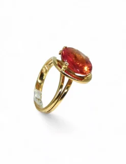 Outlet Anillo ovalado con piedra oro 18k - T.14 Anillos De Oro|Anillos