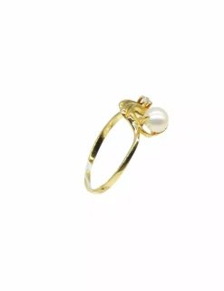Outlet Anillo perla y circonita oro 18k - T.14 Anillos De Oro|Anillos