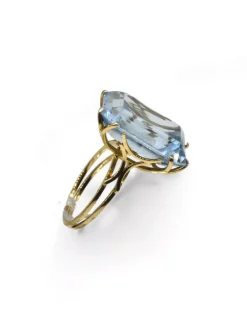 Clearance Anillo piedra agua marina oro 18k - T.16 Anillos De Oro|Anillos