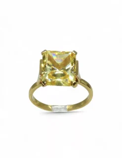 New Anillo piedra ámbar cuadrada oro 18k - T.17 Anillos De Oro|Anillos
