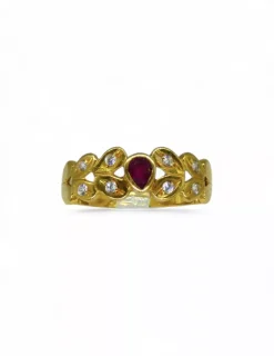 Best Anillo piedra oval rosa circonitas oro 18k - T.20 Anillos De Oro|Anillos