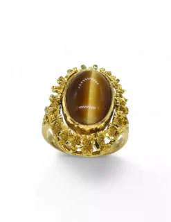 Discount Anillo piedra oval y camafeo en base calada oro 18k - T. 15 Anillos De Oro|Anillos