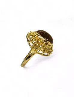 Discount Anillo piedra oval y camafeo en base calada oro 18k - T. 15 Anillos De Oro|Anillos