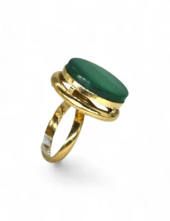 Best Sale Anillo piedra verde base calada oro 18k - T.13 Anillos De Oro|Anillos