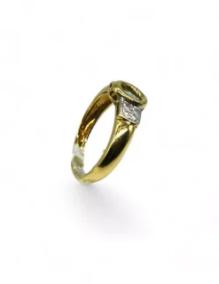 Online Anillo piedra verde oval oro bicolor 18k - T.14 Anillos De Oro|Anillos