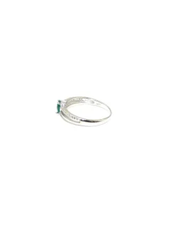 Cheap Anillo plata dos bandas lisa y circonitas con lágrima color esmeralda Anillos De Plata|Anillos