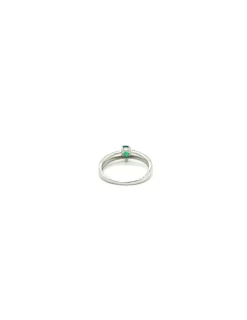 Cheap Anillo plata dos bandas lisa y circonitas con lágrima color esmeralda Anillos De Plata|Anillos