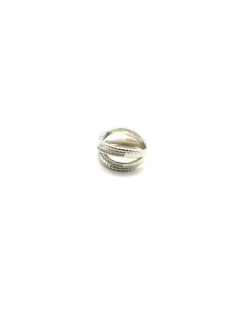 Best Anillo plata líneas cruzadas bolitas y circonitas Anillos De Plata|Anillos