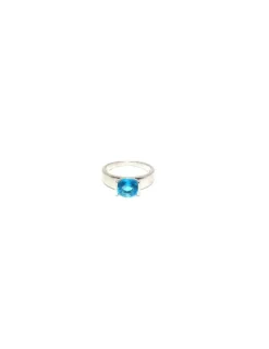 Best Anillo plata rodio circonita azul aguamarina Anillos De Plata|Anillos