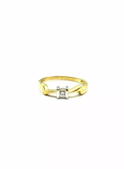 Hot Anillo rayo circonita central 18k - T.12 Anillos De Oro|Anillos