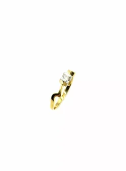 Hot Anillo rayo circonita central 18k - T.12 Anillos De Oro|Anillos