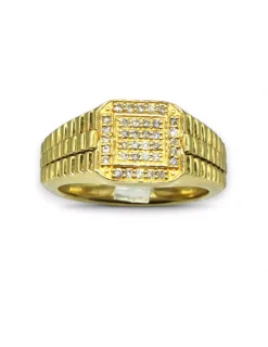 Outlet Anillo sello cuadrado con  diamantes oro 18k - T.22 Anillos Con Brillantes|Sellos