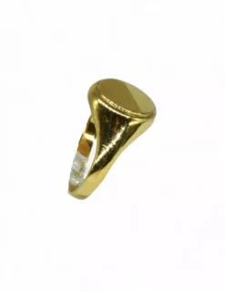 Cheap Anillo sello oval mitad satinado y pulido oro 18k - T.16 Sellos|Anillos De Oro