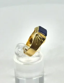 Hot Anillo sello rectangular piedra azul  oro 18k - T.11 Sellos|Anillos De Oro