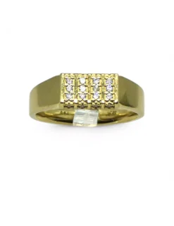 Cheap Anillo sello rectangular tres filas de diamantes oro 18k - T. 22 Anillos Con Brillantes|Sellos