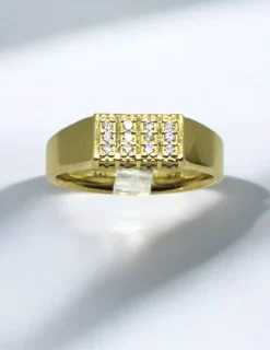 Cheap Anillo sello rectangular tres filas de diamantes oro 18k - T. 22 Anillos Con Brillantes|Sellos