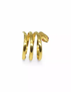Outlet Anillo serpiente ojo rubí 18k - T.14 Anillos De Oro|Anillos