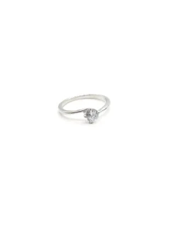 Discount Anillo solitario circonita 4 mm 4 garras ladeadas Plata de Ley Anillos De Plata|Anillos