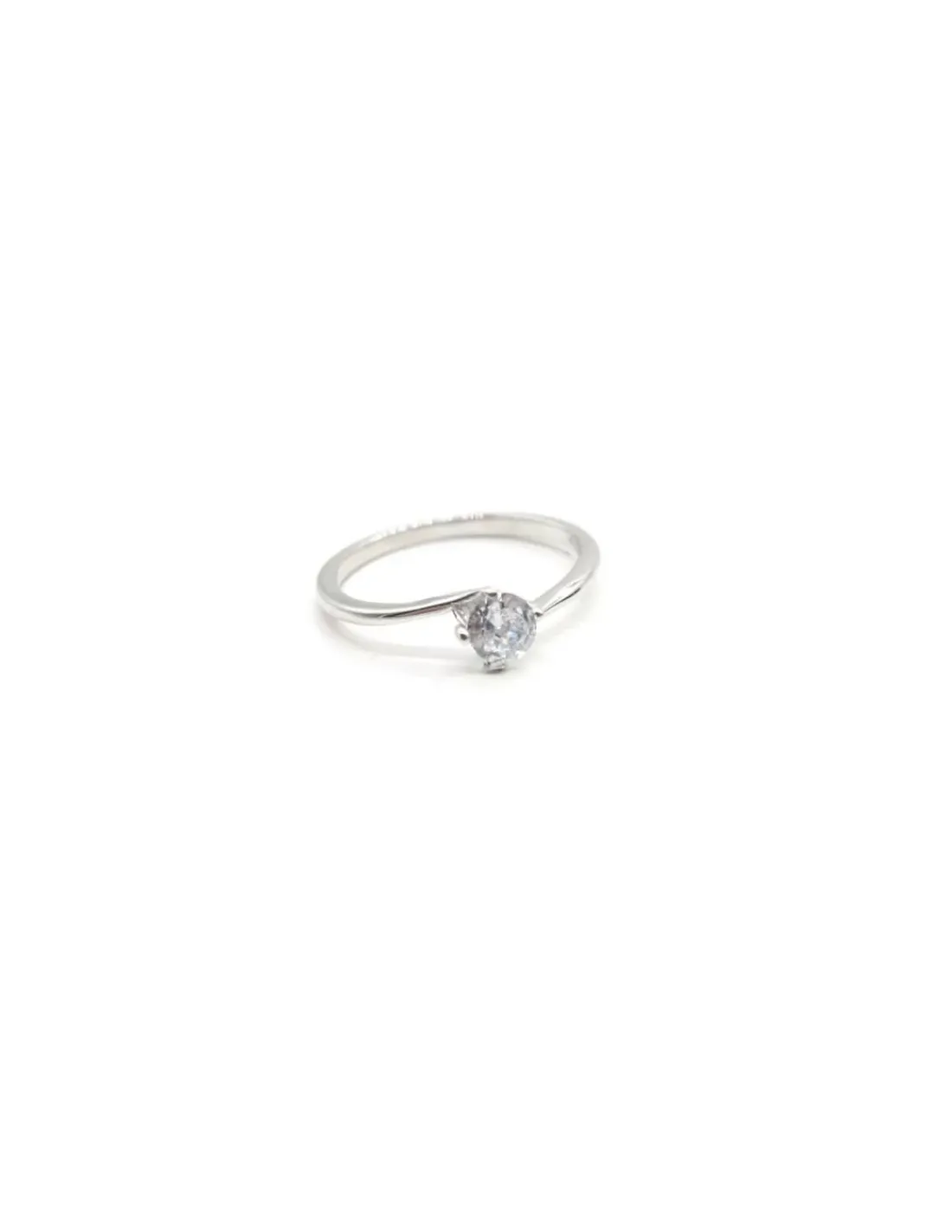 Discount Anillo solitario circonita 4 mm 4 garras ladeadas Plata de Ley Anillos De Plata|Anillos
