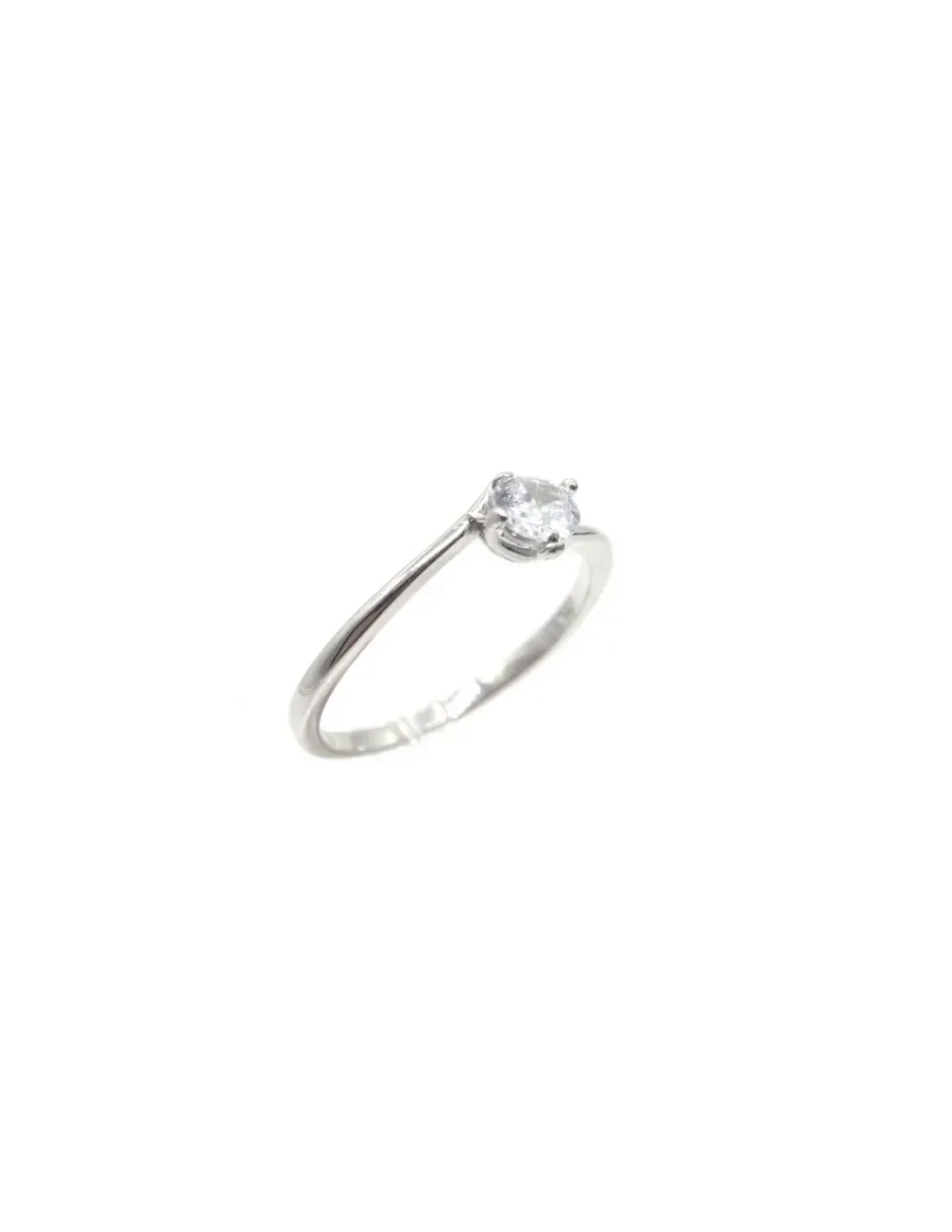 Discount Anillo solitario circonita 4 mm 4 garras ladeadas Plata de Ley Anillos De Plata|Anillos