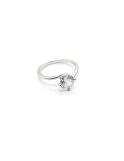 Fashion Anillo solitario circonita 7mm 4 garras ladeadas Plata de Ley Anillos De Plata|Anillos