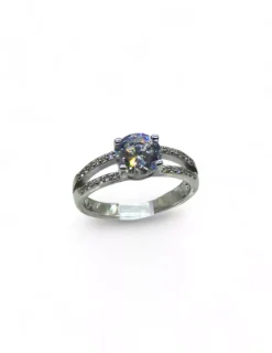 Fashion Anillo solitario circonita dos blandas plata 925 Anillos De Plata|Anillos