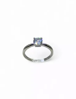 Outlet Anillo solitario circonita cuadrada cuatro garras plata 925 Anillos De Plata|Anillos