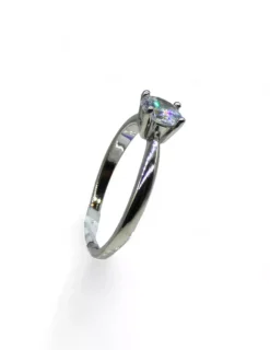 Outlet Anillo solitario circonita cuadrada cuatro garras plata 925 Anillos De Plata|Anillos